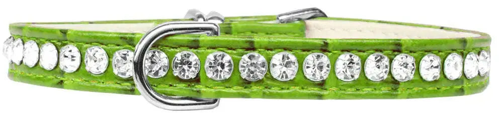 Beverly-Style-Rhinestone-Designer-Croc-Dog-Collar-Lime-Green-Size-12-GreatEagleInc-334341040