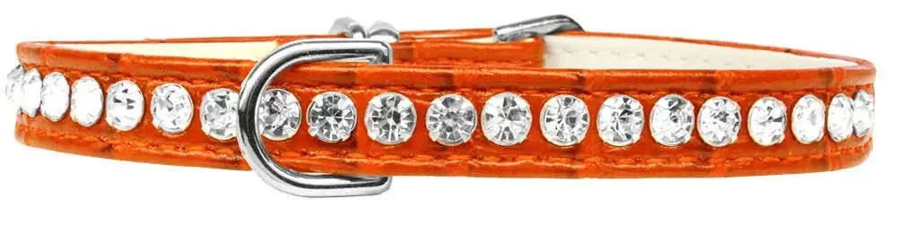 Beverly-Style-Rhinestone-Designer-Croc-Dog-Collar-Orange-Size-12-GreatEagleInc-334341390