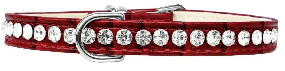 Beverly-Style-Rhinestone-Designer-Croc-Dog-Collar-Red-Size-10-GreatEagleInc-334341636