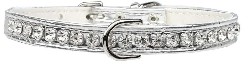 Beverly-Style-Rhinestone-Designer-Croc-Dog-Collar-Silver-Size-8-GreatEagleInc-334342051