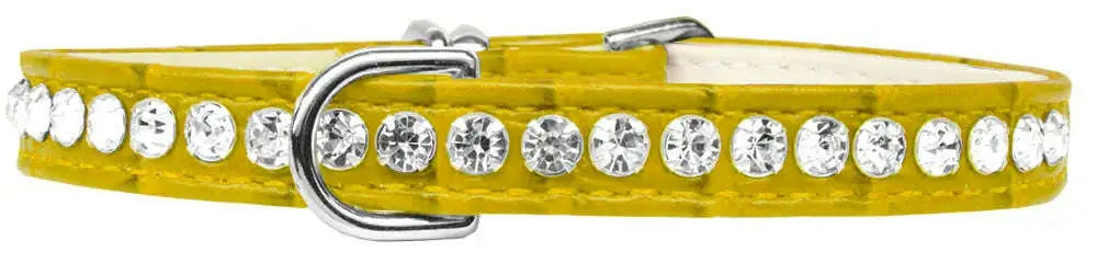 Beverly-Style-Rhinestone-Designer-Croc-Dog-Collar-Yellow-Size-8-GreatEagleInc-334342261