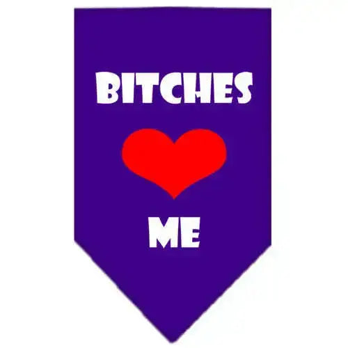 Bitches-Love-Me-Screen-Print-Bandana-Purple-Large-GreatEagleInc-333825799