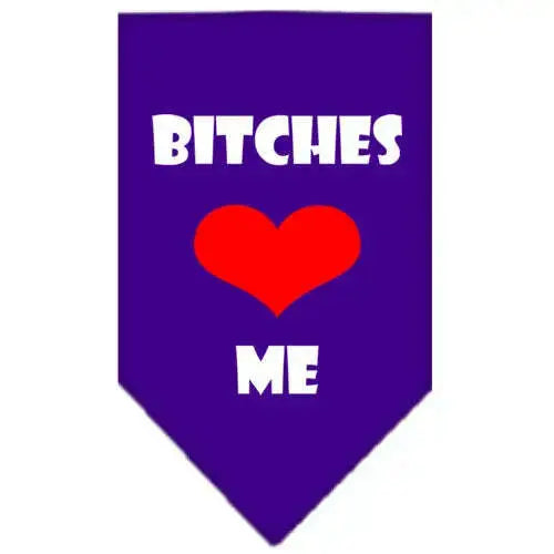 Bitches-Love-Me-Screen-Print-Bandana-Purple-Small-GreatEagleInc-333825537