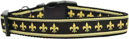 Black-And-Gold-Fleur-De-Lis-Nylon-Dog-Collar-Xs-GreatEagleInc-318923160