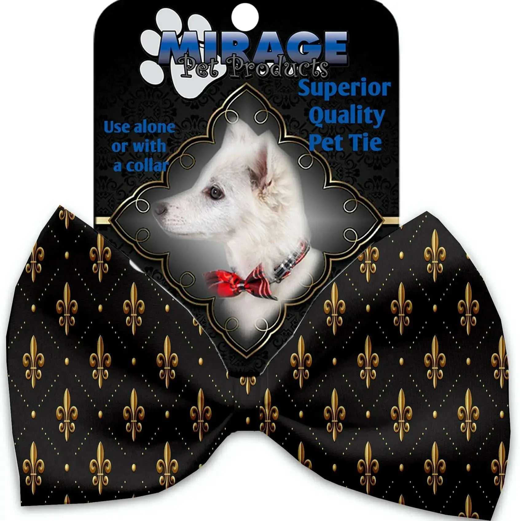 Black-And-Gold-Fleur-De-Lis-Pet-Bow-Tie-GreatEagleInc-333871451