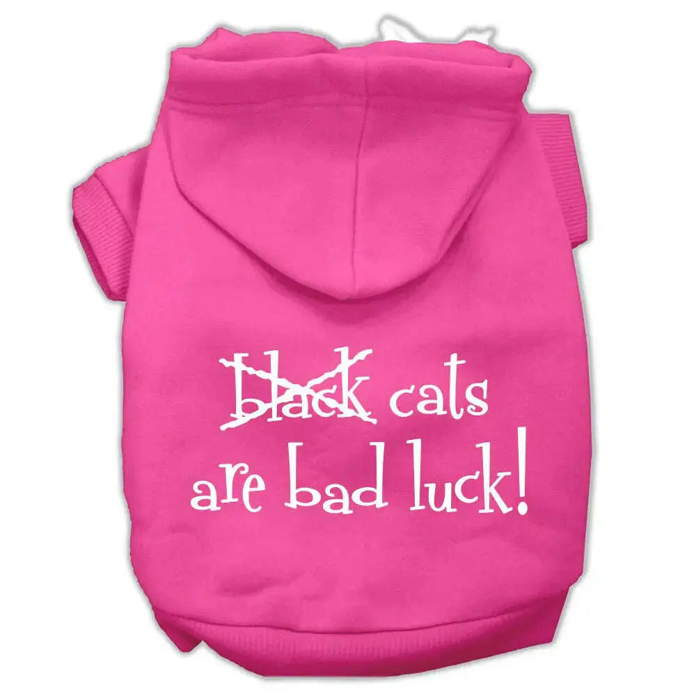 Black-Cats-Are-Bad-Luck-Screen-Print-Pet-Hoodies-Bright-Pink-Size-S-GreatEagleInc-319894534