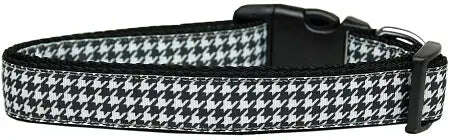 Black-Houndstooth-Nylon-Dog-Collar-Medium-Narrow-GreatEagleInc-318772465