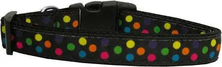 Black-Multi-dot-Nylon-Dog-Collar-Medium-Narrow-GreatEagleInc-318782738
