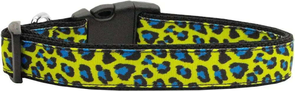 Blue-And-Yellow-Leopard-Nylon-Cat-Collar-GreatEagleInc-318920715