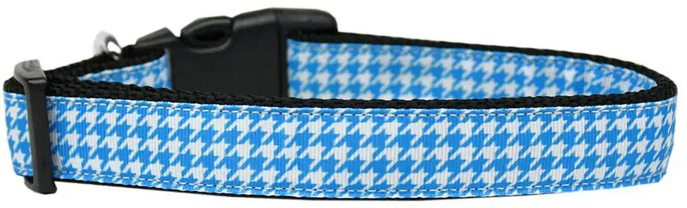 Blue-Houndstooth-Nylon-Dog-Collar-Medium-Narrow-GreatEagleInc-320013375