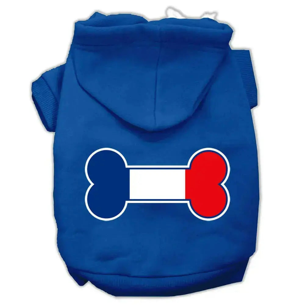 Bone-Shaped-France-Flag-Screen-Print-Pet-Hoodies-Blue-Size-Sm-GreatEagleInc-318660149