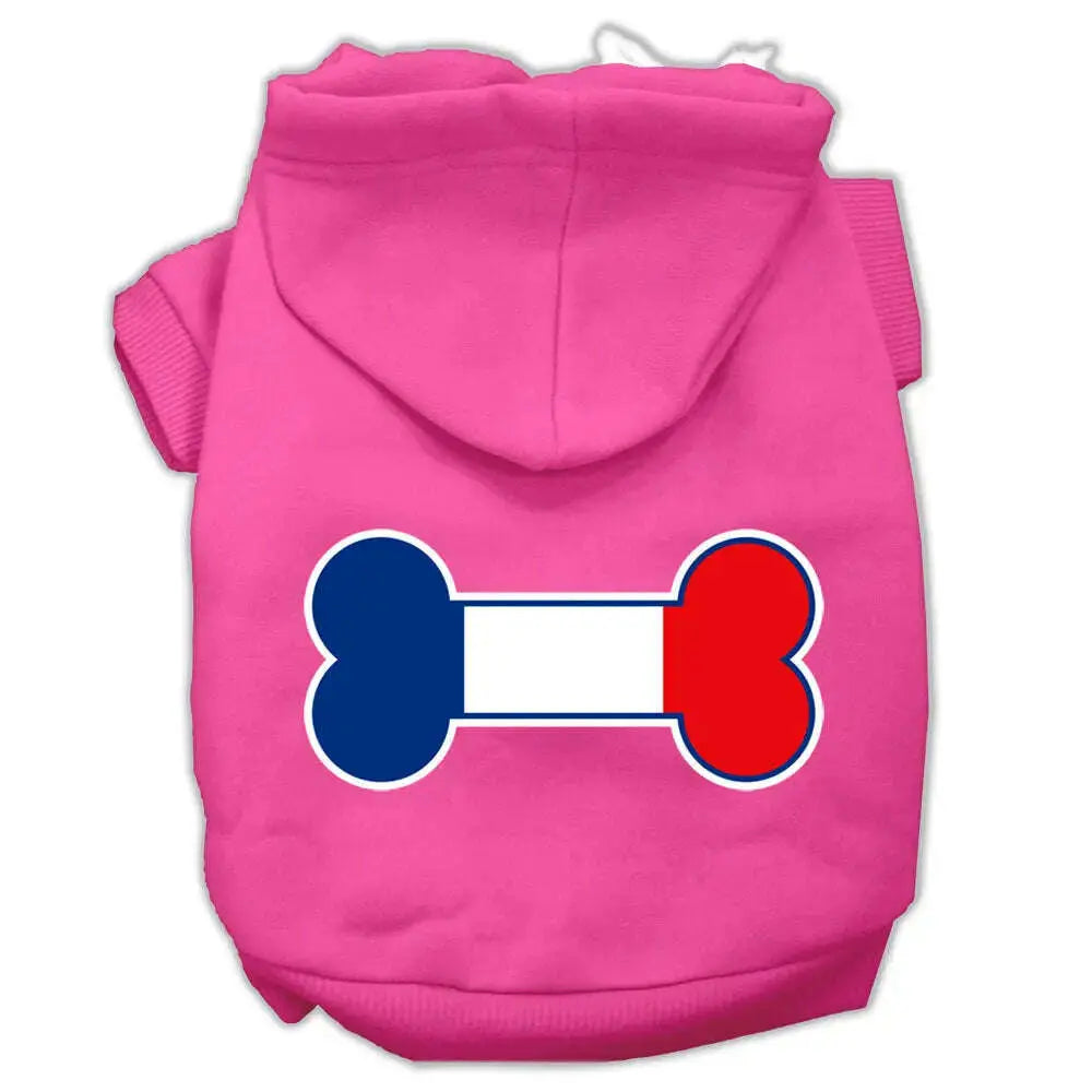 Bone-Shaped-France-Flag-Screen-Print-Pet-Hoodies-Bright-Pink-Size-Xxl-GreatEagleInc-333651915