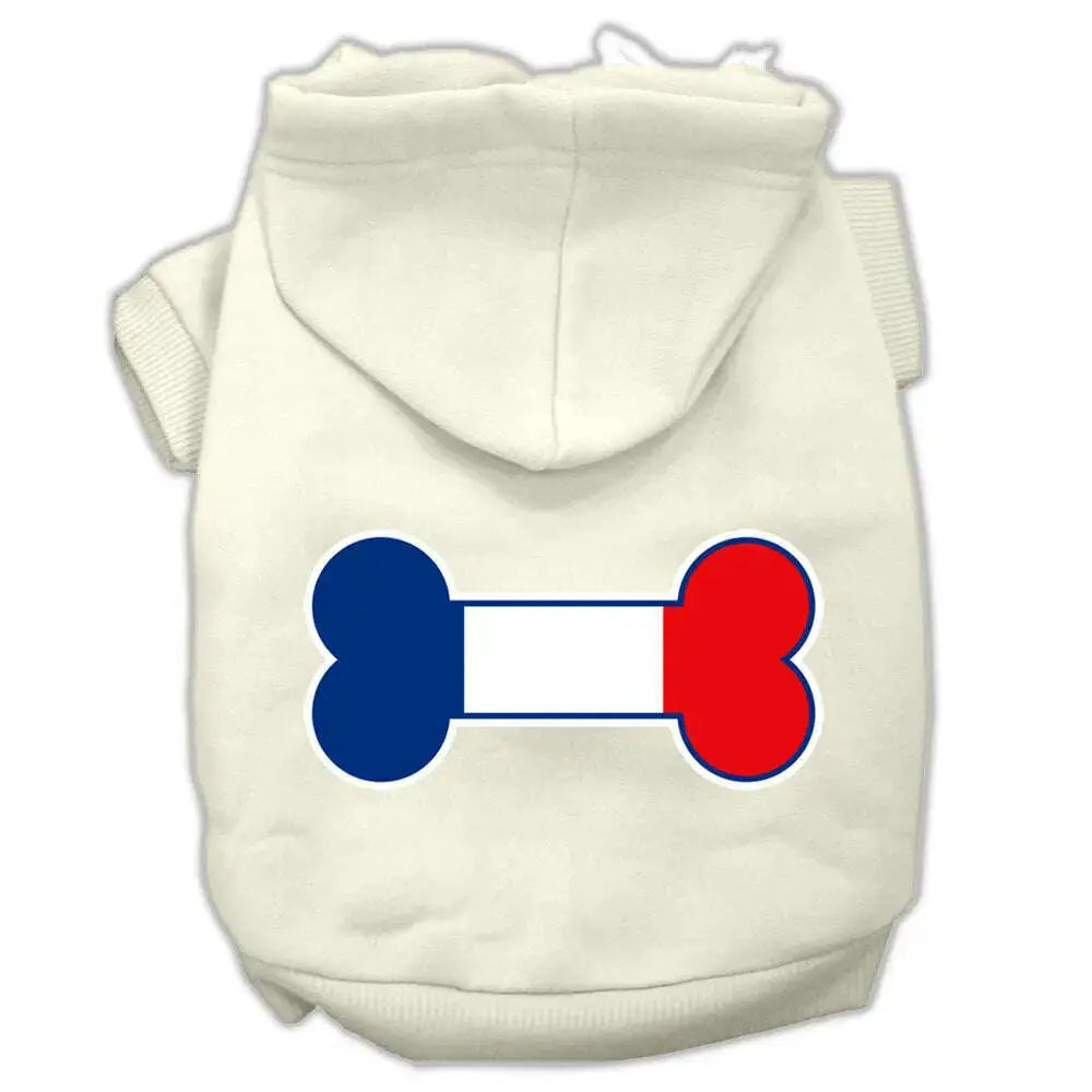 Bone-Shaped-France-Flag-Screen-Print-Pet-Hoodies-Cream-Size-L-GreatEagleInc-333655586