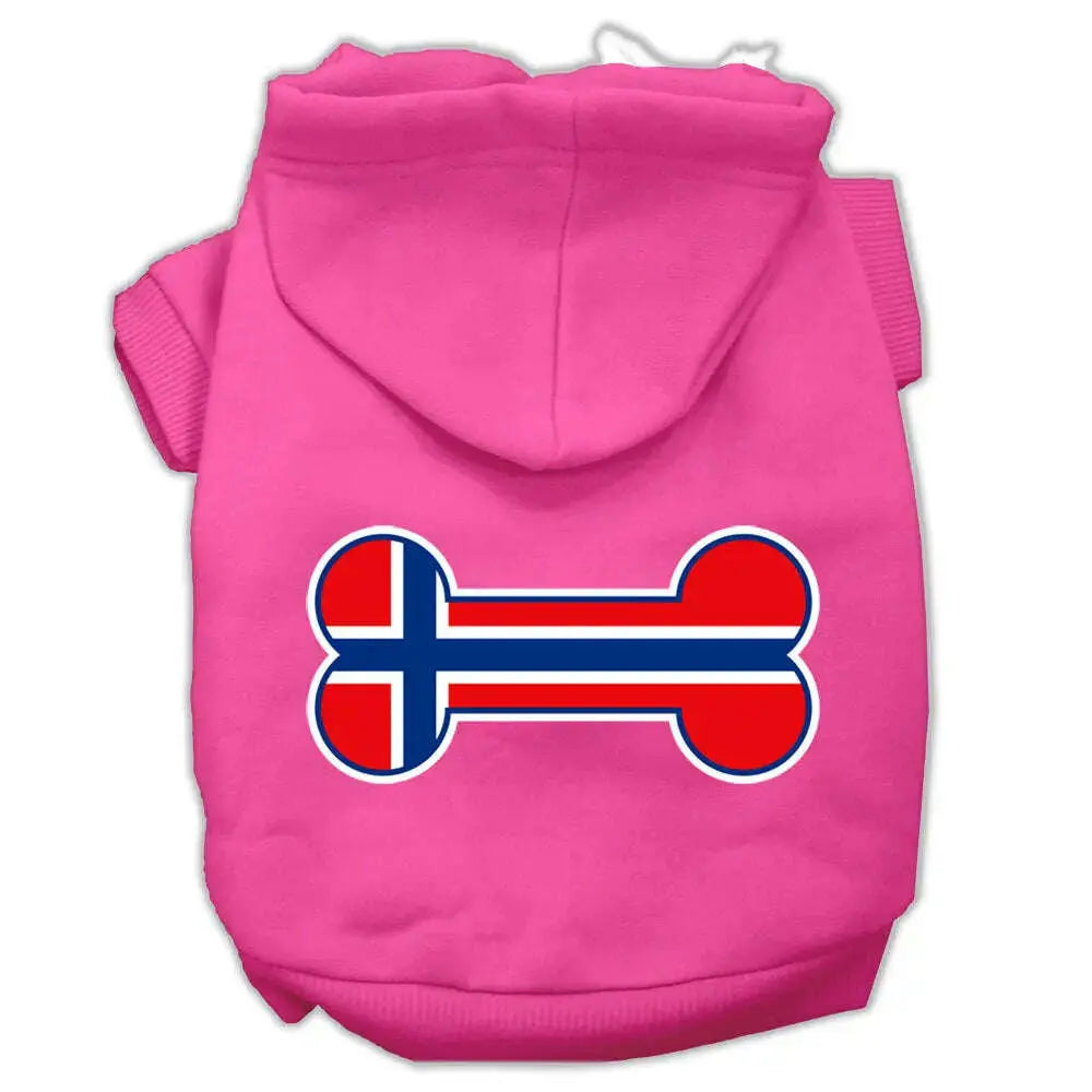 Bone-Shaped-Norway-Flag-Screen-Print-Pet-Hoodies-Bright-Pink-Size-M-GreatEagleInc-333897921
