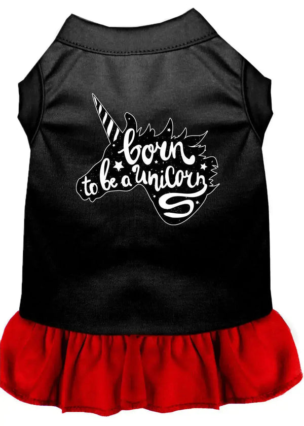 Born-To-Be-A-Unicorn-Screen-Print-Dog-Dress-Black-With-Red-Sm-GreatEagleInc-333780829