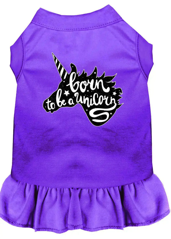 Born-To-Be-A-Unicorn-Screen-Print-Dog-Dress-Purple-Xs-GreatEagleInc-333781984