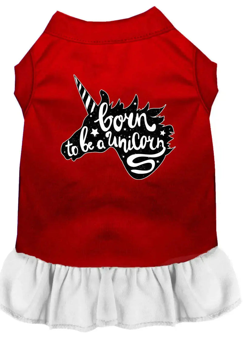 Born-To-Be-A-Unicorn-Screen-Print-Dog-Dress-Red-With-White-Xxl-GreatEagleInc-333782593