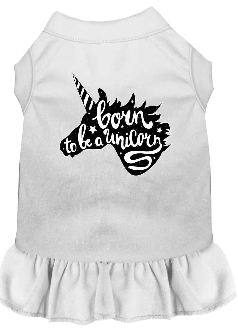 Born-To-Be-A-Unicorn-Screen-Print-Dog-Dress-White-Med-GreatEagleInc-333783091