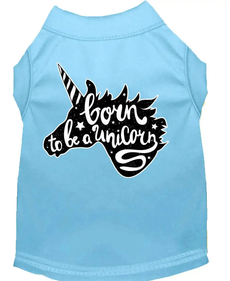 Born-To-Be-A-Unicorn-Screen-Print-Dog-Shirt-Baby-Blue-Med-GreatEagleInc-318883075