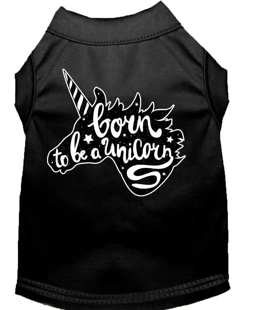Born-To-Be-A-Unicorn-Screen-Print-Dog-Shirt-Black-Lg-GreatEagleInc-319968117