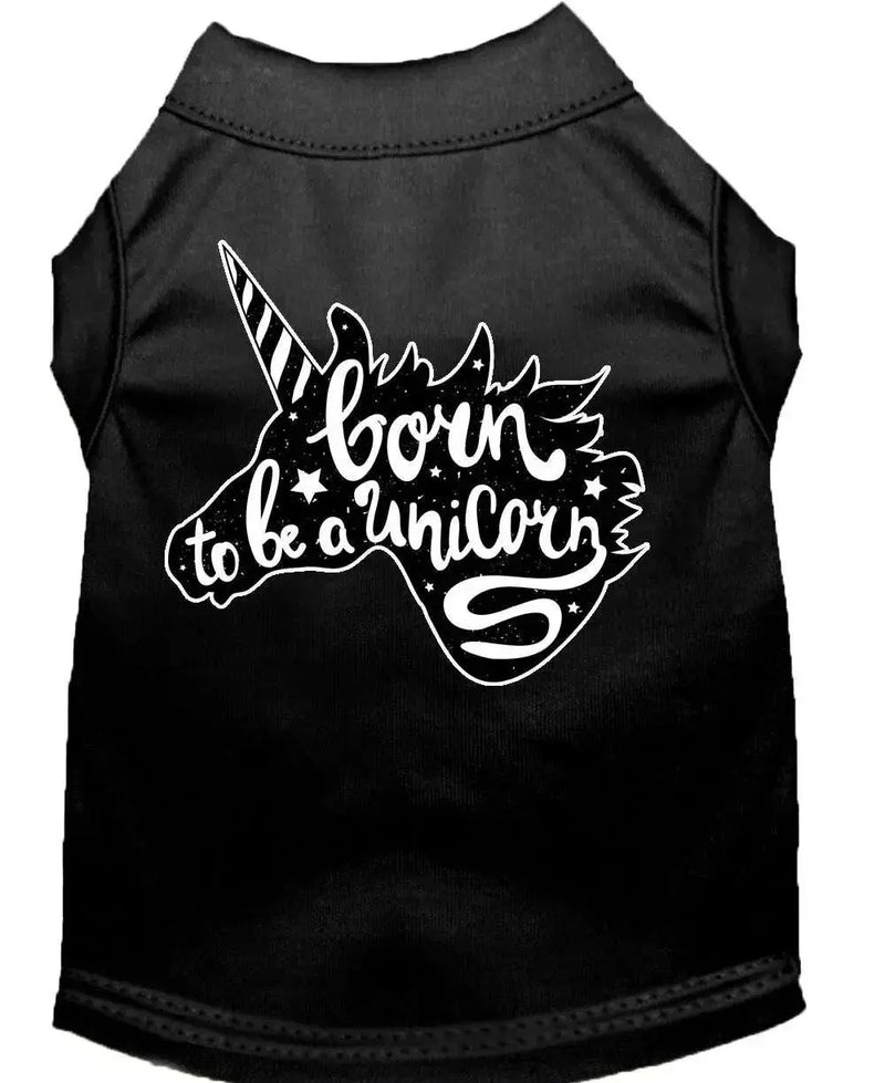 Born-To-Be-A-Unicorn-Screen-Print-Dog-Shirt-Black-Sm-GreatEagleInc-319968052