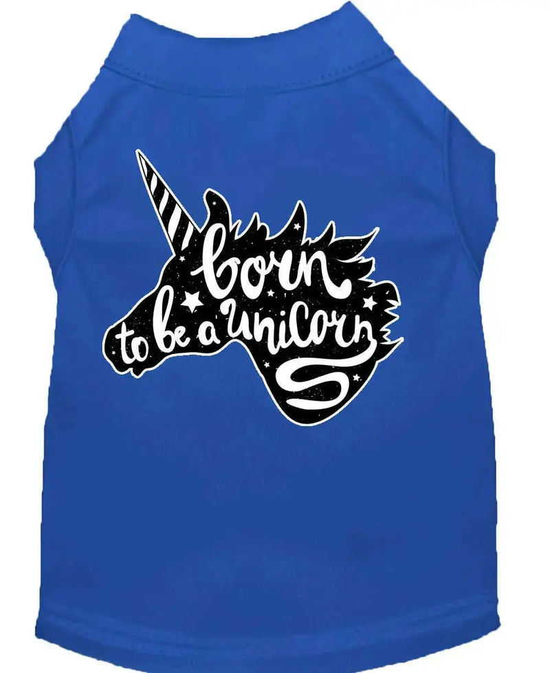 Born-To-Be-A-Unicorn-Screen-Print-Dog-Shirt-Blue-Med-GreatEagleInc-318537138