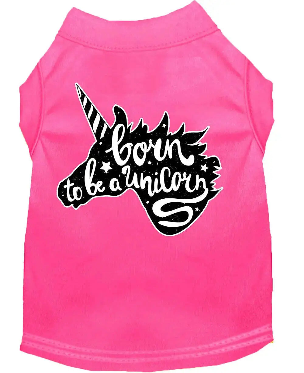 Born-To-Be-A-Unicorn-Screen-Print-Dog-Shirt-Bright-Pink-Lg-GreatEagleInc-319967794
