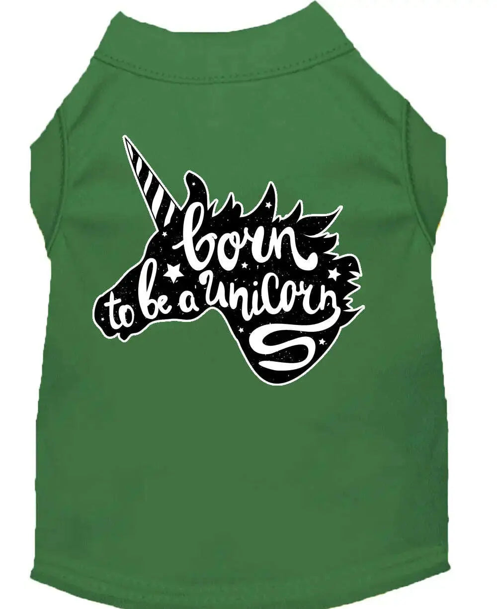 Born-To-Be-A-Unicorn-Screen-Print-Dog-Shirt-Green-Lg-GreatEagleInc-319967258