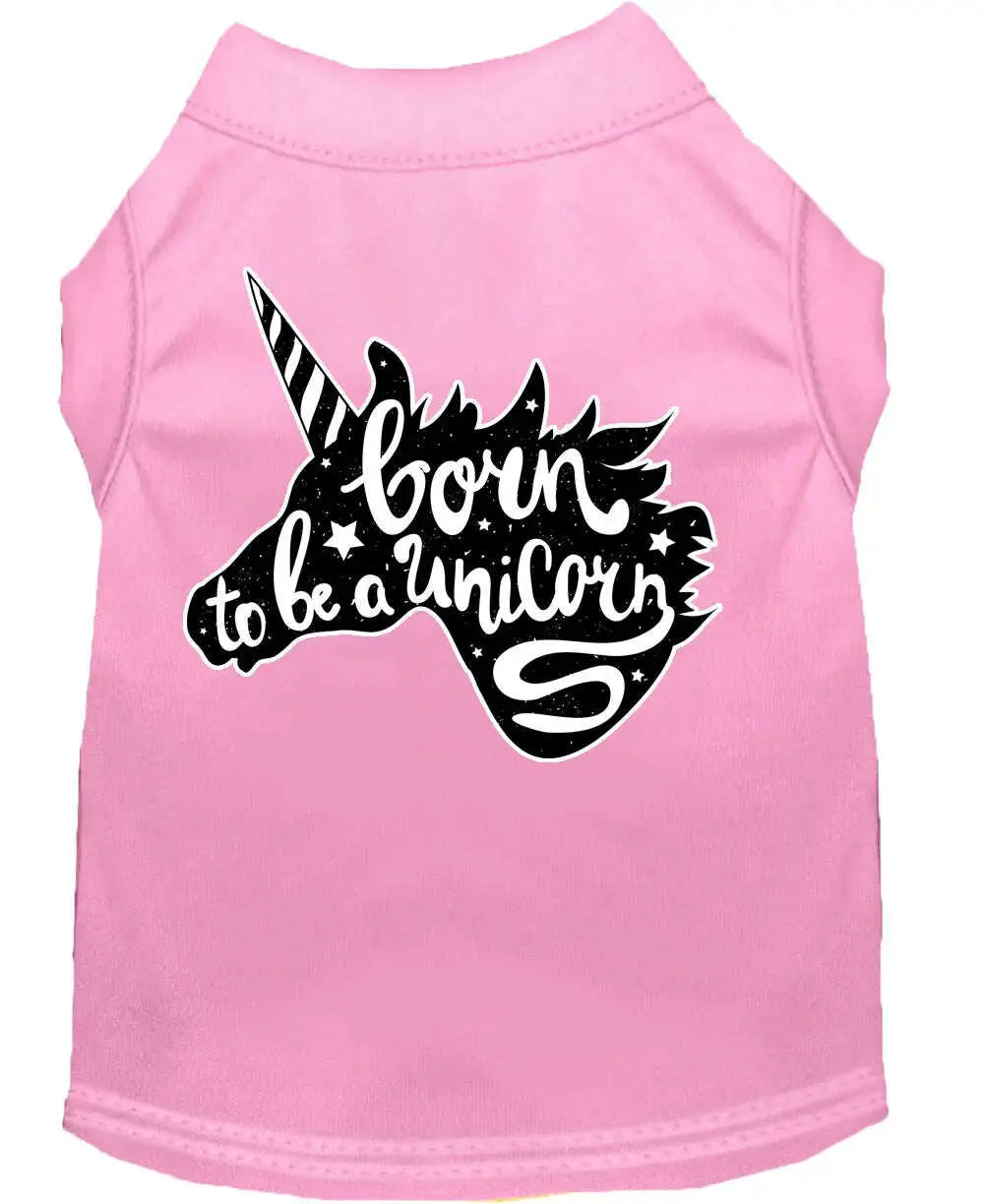 Born-To-Be-A-Unicorn-Screen-Print-Dog-Shirt-Light-Pink-Sm-GreatEagleInc-319966595