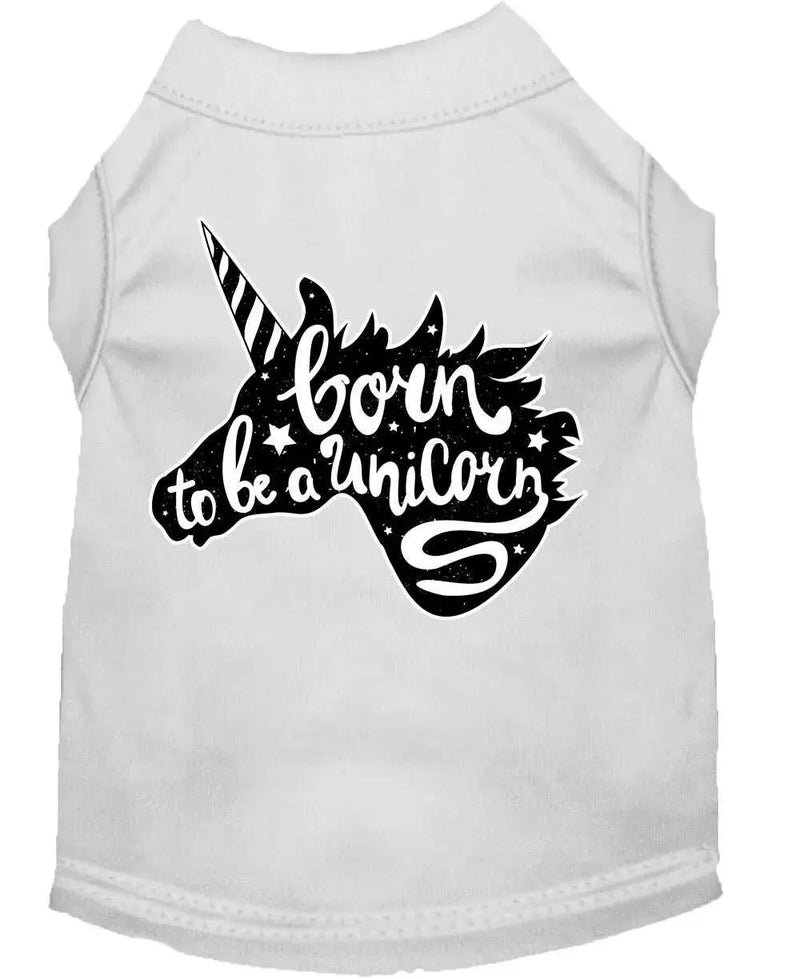 Born-To-Be-A-Unicorn-Screen-Print-Dog-Shirt-White-Lg-GreatEagleInc-333804186