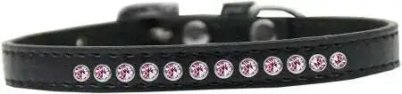 Bright-Pink-Crystal-Size-10-Black-Puppy-Collar-GreatEagleInc-333904078
