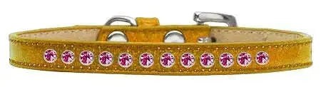 Bright-Pink-Crystal-Size-10-Gold-Puppy-Ice-Cream-Collar-GreatEagleInc-318562861