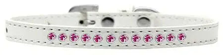 Bright-Pink-Crystal-Size-16-White-Puppy-Collar-GreatEagleInc-333903814