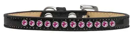 Bright-Pink-Crystal-Size-8-Black-Puppy-Ice-Cream-Collar-GreatEagleInc-319623370