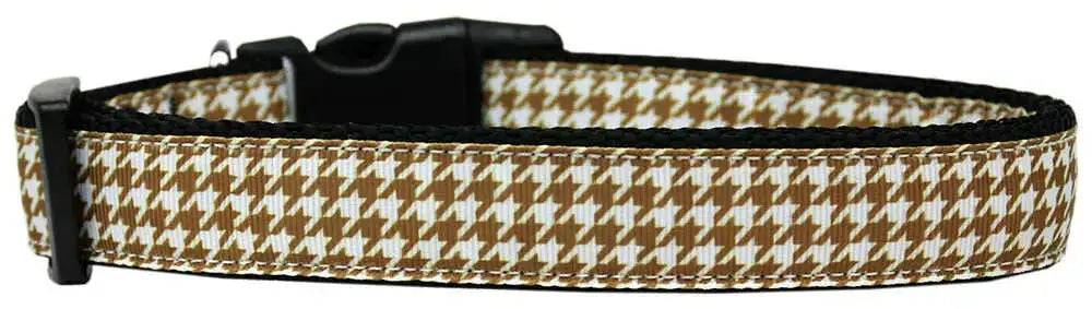 Brown-Houndstooth-Nylon-Dog-Collar-Medium-Narrow-GreatEagleInc-318846130