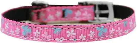 Butterfly-Nylon-Dog-Collar-With-Classic-Buckle-3-8_-Pink-Size-14-GreatEagleInc-333887855