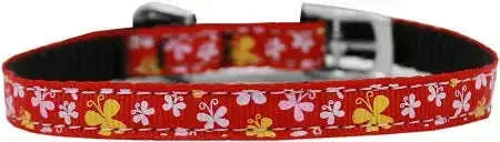 Butterfly-Nylon-Dog-Collar-With-Classic-Buckle-3-8_-Red-Size-14-GreatEagleInc-318829856
