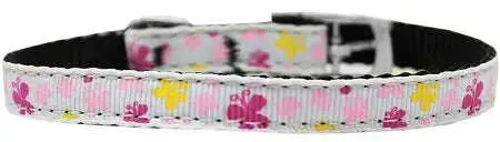 Butterfly-Nylon-Dog-Collar-With-Classic-Buckle-3-8_-White-Size-16-GreatEagleInc-318830443