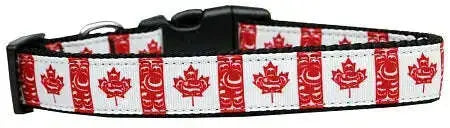 Canadian-Flag-In-Swirls-Nylon-Dog-Collar-Medium-Narrow-GreatEagleInc-318926799