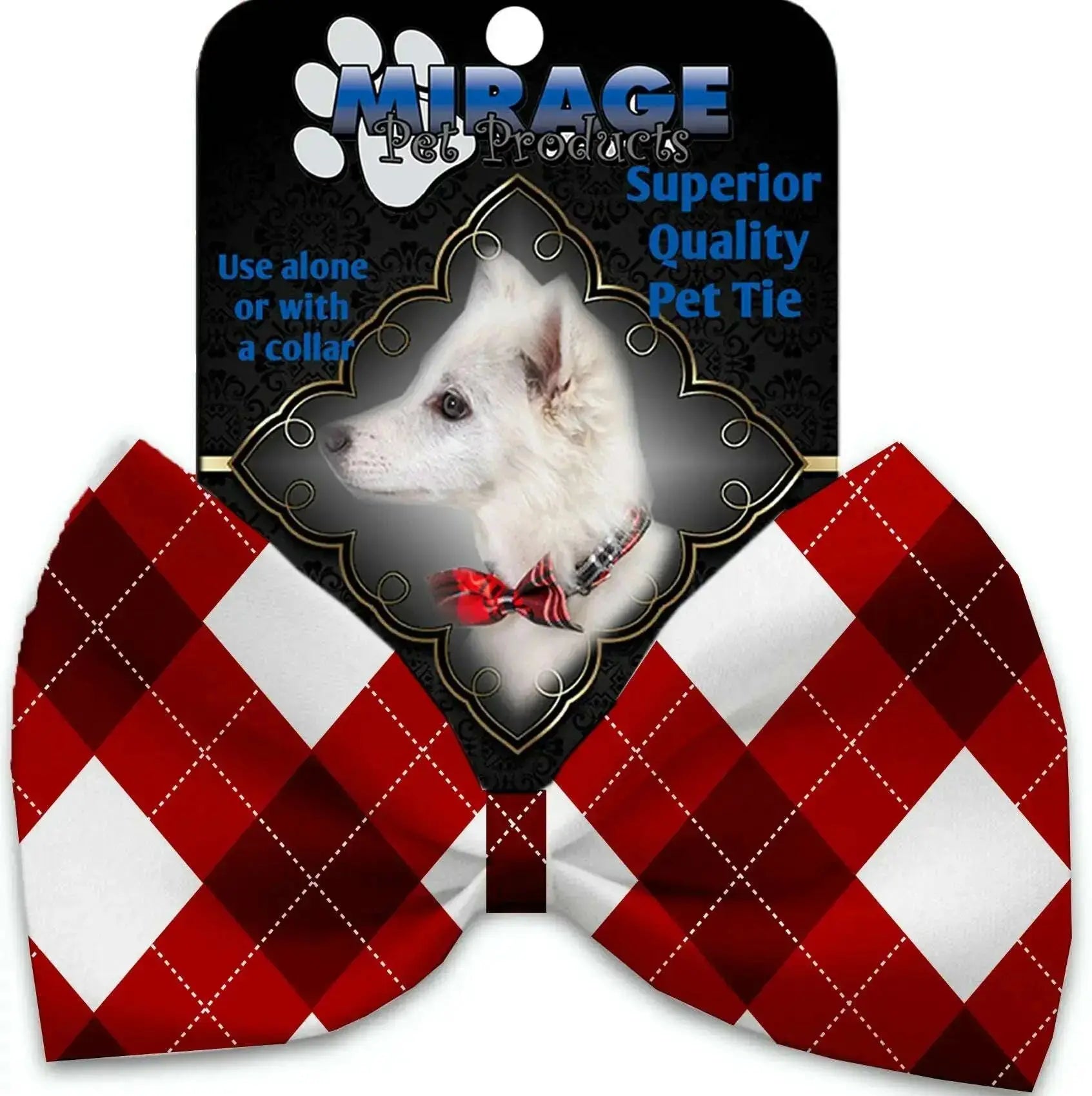 Candy-Cane-Argyle-Pet-Bow-Tie-Collar-Accessory-With-Velcro-GreatEagleInc-318846959