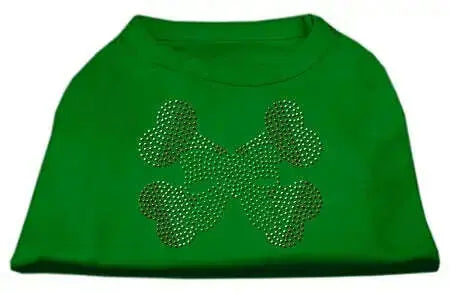 Candy-Cane-Crossbones-Rhinestone-Shirt-Emerald-Green-Lg-GreatEagleInc-318575080