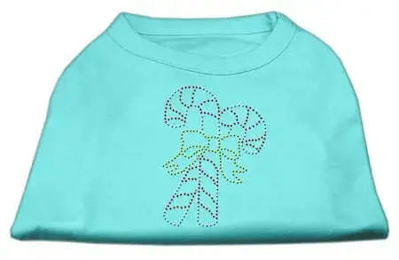 Candy-Cane-Rhinestone-Shirt-Aqua-L-GreatEagleInc-319809736