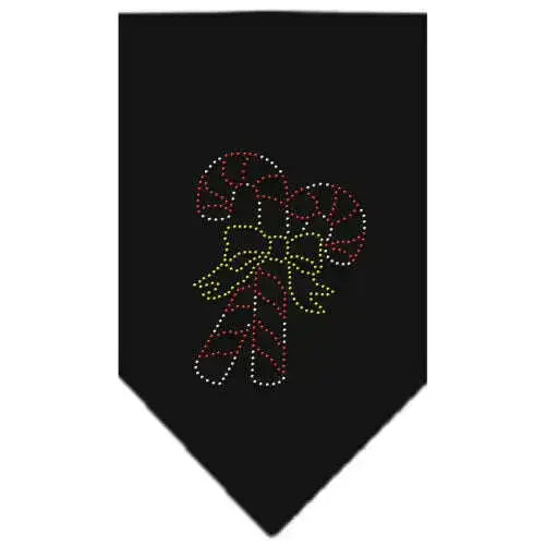 Candy-Canes-Rhinestone-Bandana-Black-Large-GreatEagleInc-319059445