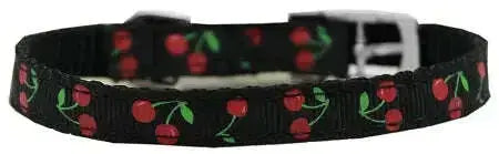 Cherries-Nylon-Dog-Collar-With-Classic-Buckle-3-8_-Black-Size-16-GreatEagleInc-318599675