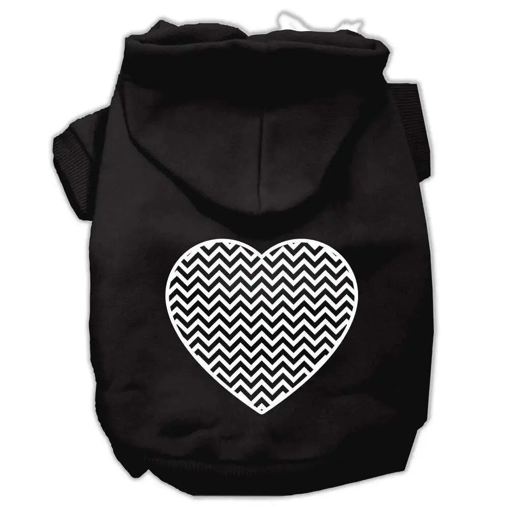 Chevron-Heart-Screen-Print-Dog-Pet-Hoodies-Black-Size-Xl-GreatEagleInc-333662253