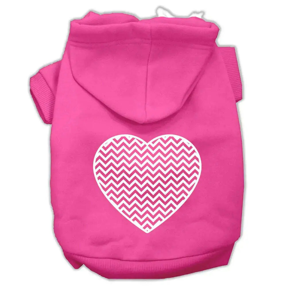Chevron-Heart-Screen-Print-Dog-Pet-Hoodies-Bright-Pink-Size-Xl-GreatEagleInc-333662149