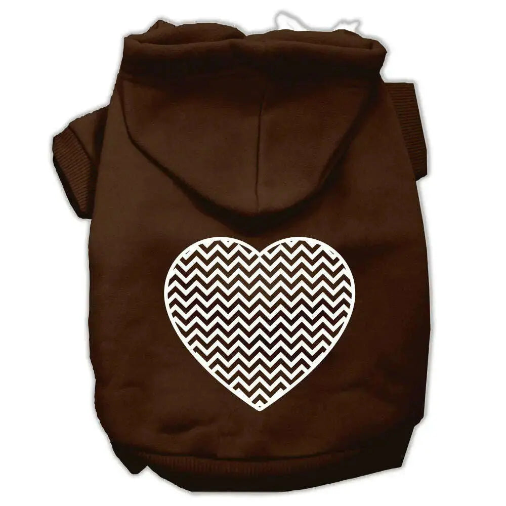 Chevron-Heart-Screen-Print-Dog-Pet-Hoodies-Brown-Size-Xs-GreatEagleInc-333661356