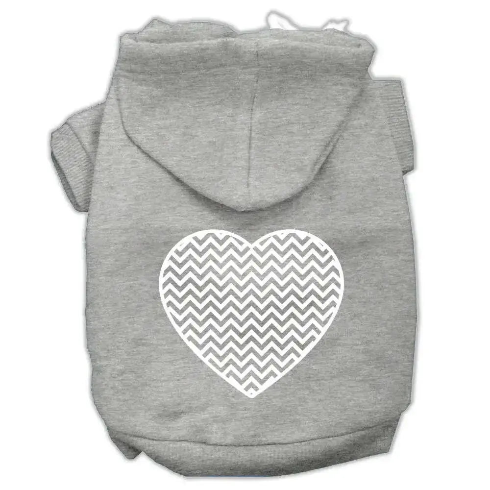 Chevron-Heart-Screen-Print-Dog-Pet-Hoodies-Grey-Size-Lg-GreatEagleInc-320004660