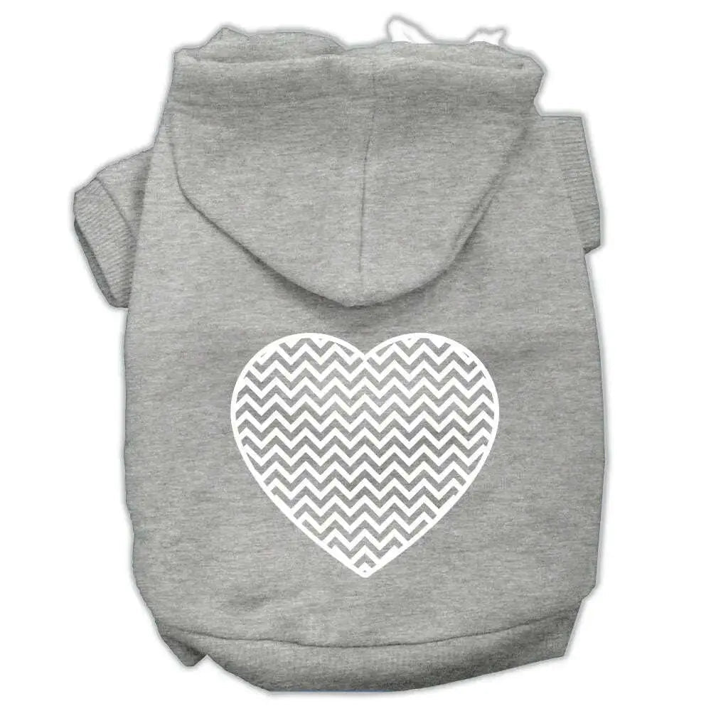Chevron-Heart-Screen-Print-Dog-Pet-Hoodies-Grey-Size-Sm-GreatEagleInc-333662772