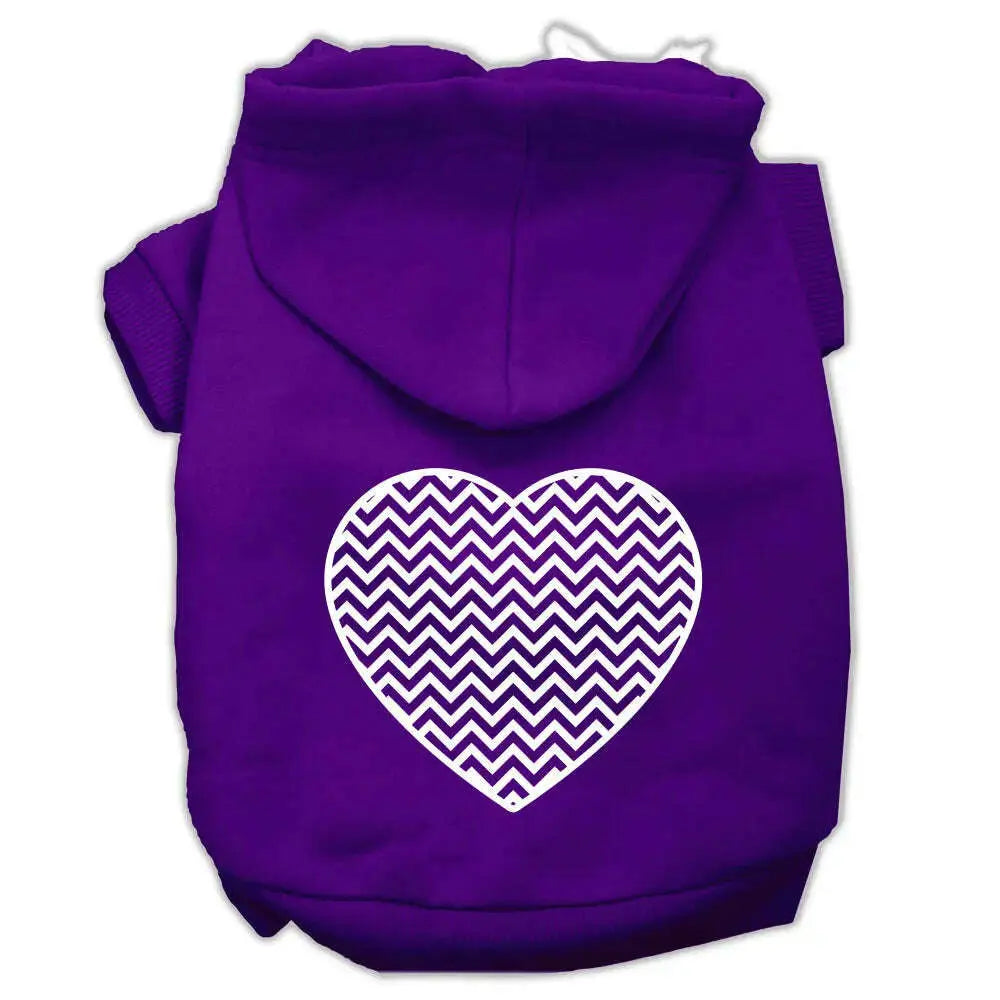 Chevron-Heart-Screen-Print-Dog-Pet-Hoodies-Purple-Size-Lg-GreatEagleInc-333663884